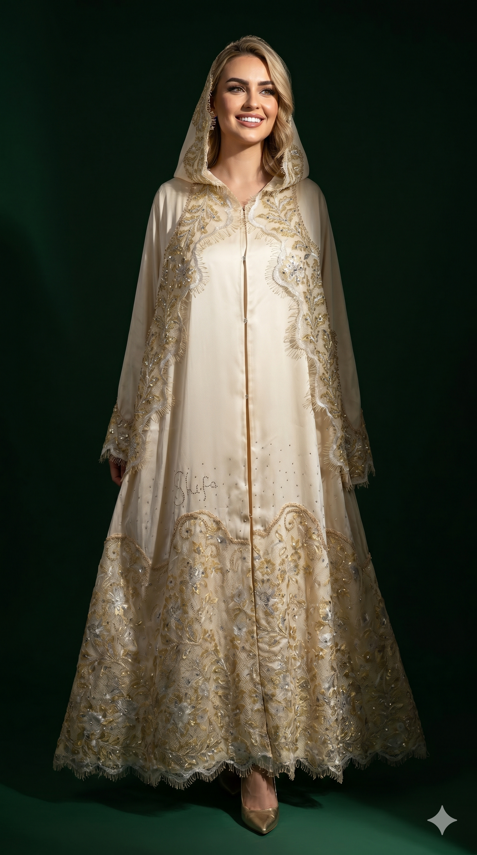 Thana Abaya - 100% Pure Silk Abaya + authentic certified Swarovski