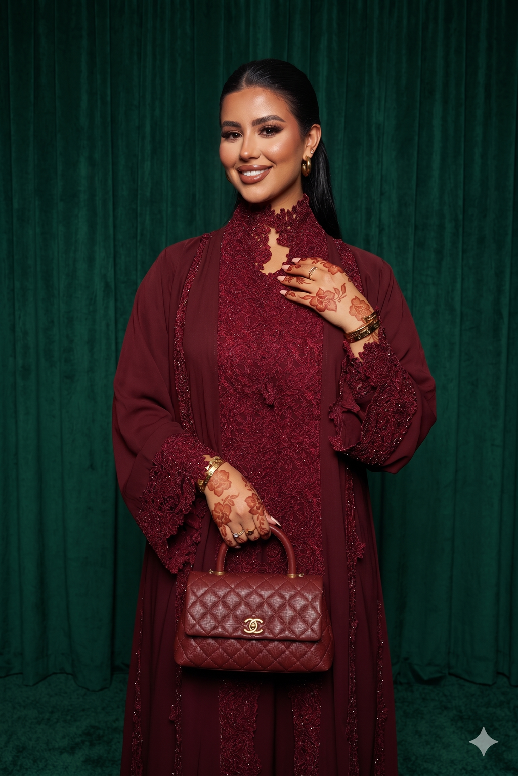 Ensemble abaya en dentelle Hind