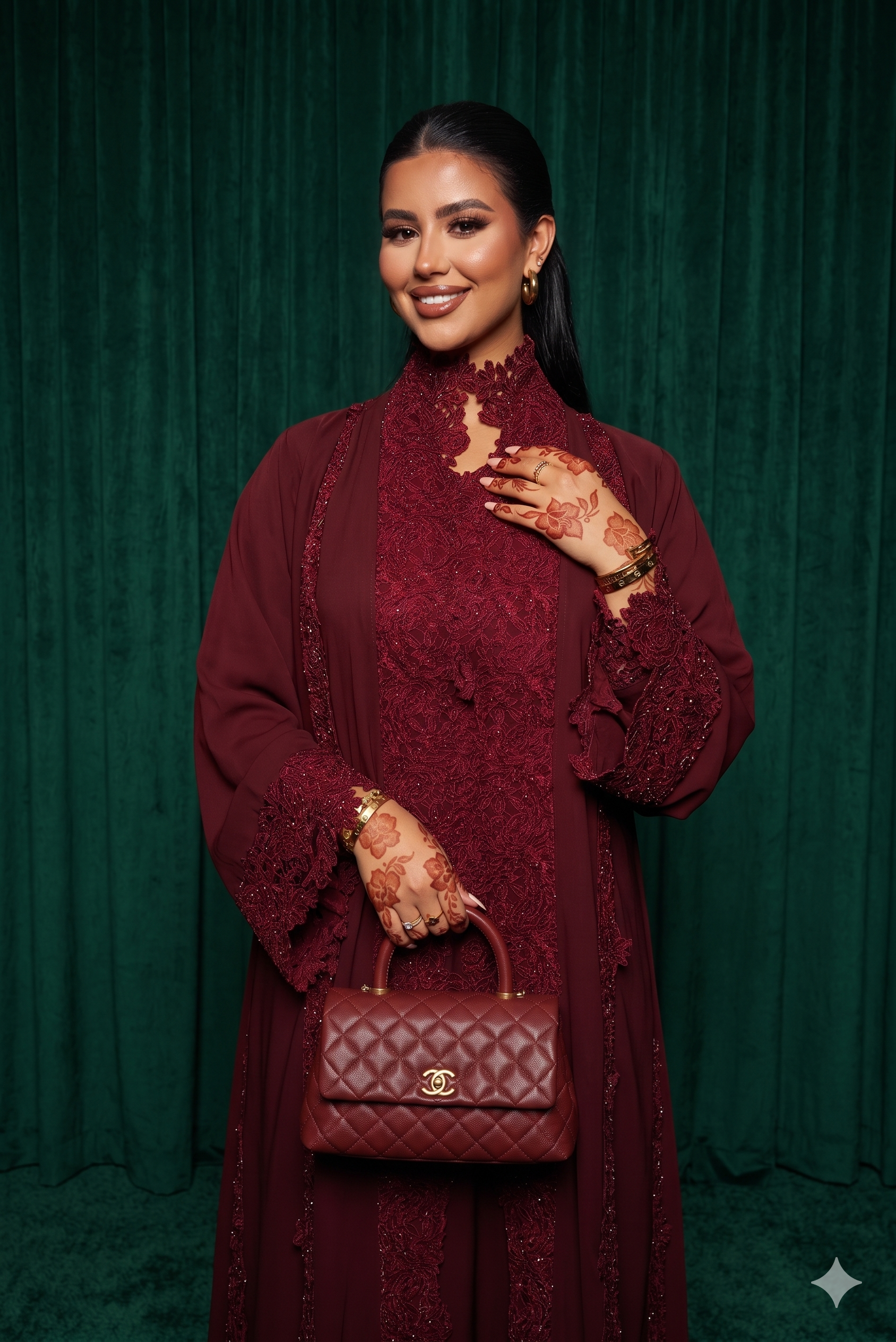 Ensemble abaya en dentelle Hind