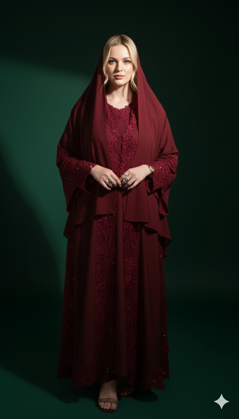 Queen Mother Lace Abaya Set