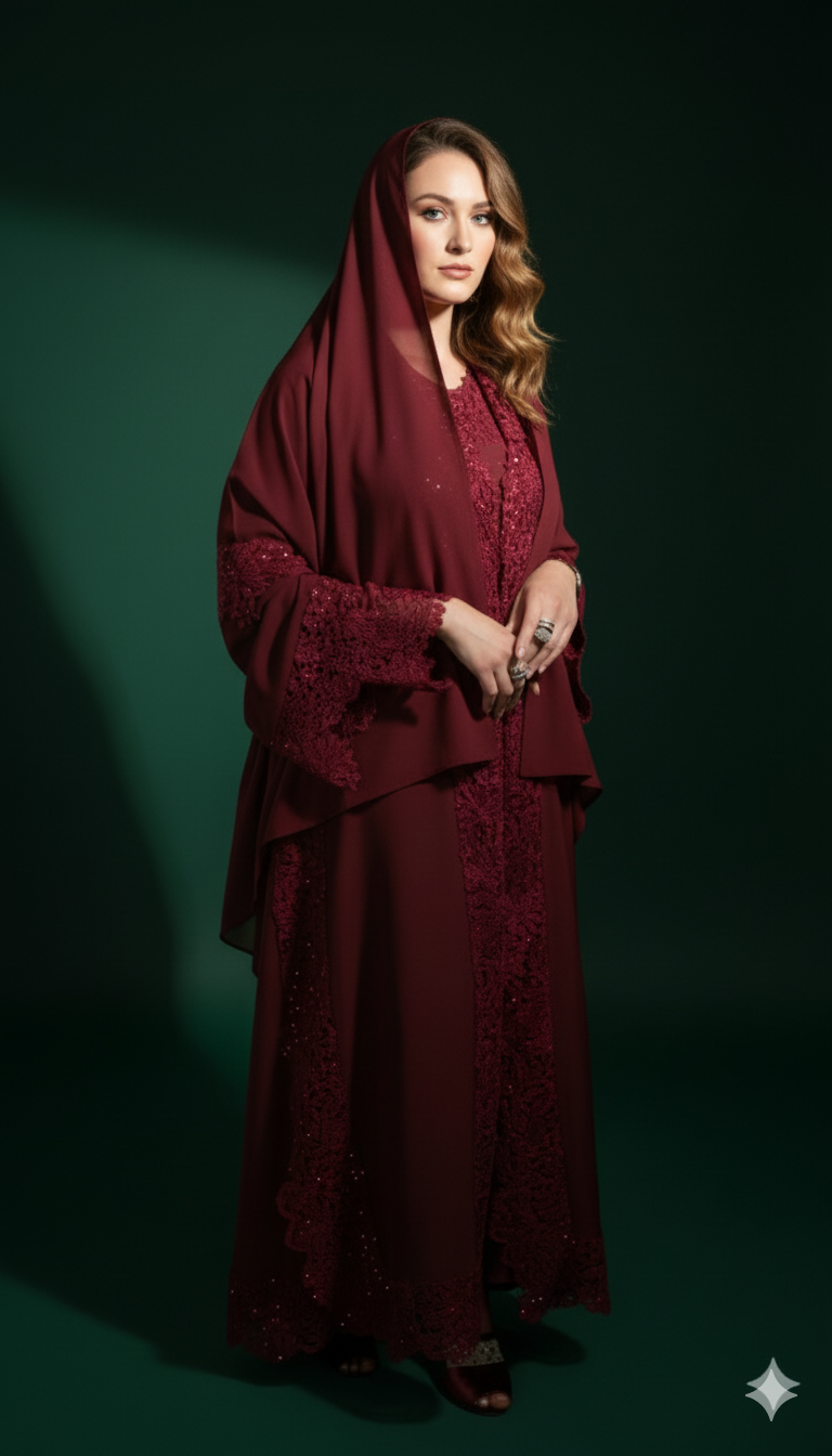 Queen Mother Lace Abaya Set