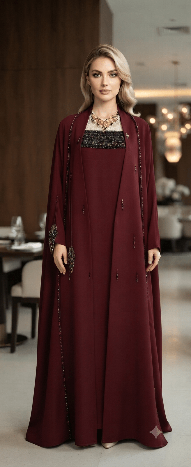 Huda Three-Piece Luxury Abaya Set - Maison Ashshifa