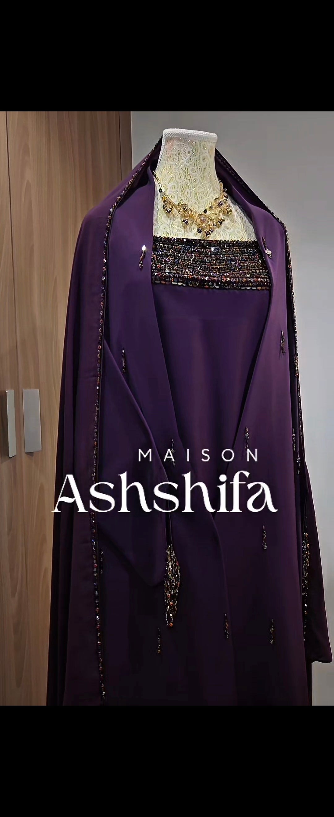 Huda Three-Piece Luxury Abaya Set - Maison Ashshifa