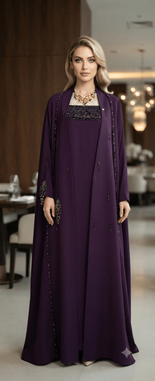 Huda Three-Piece Luxury Abaya Set - Maison Ashshifa