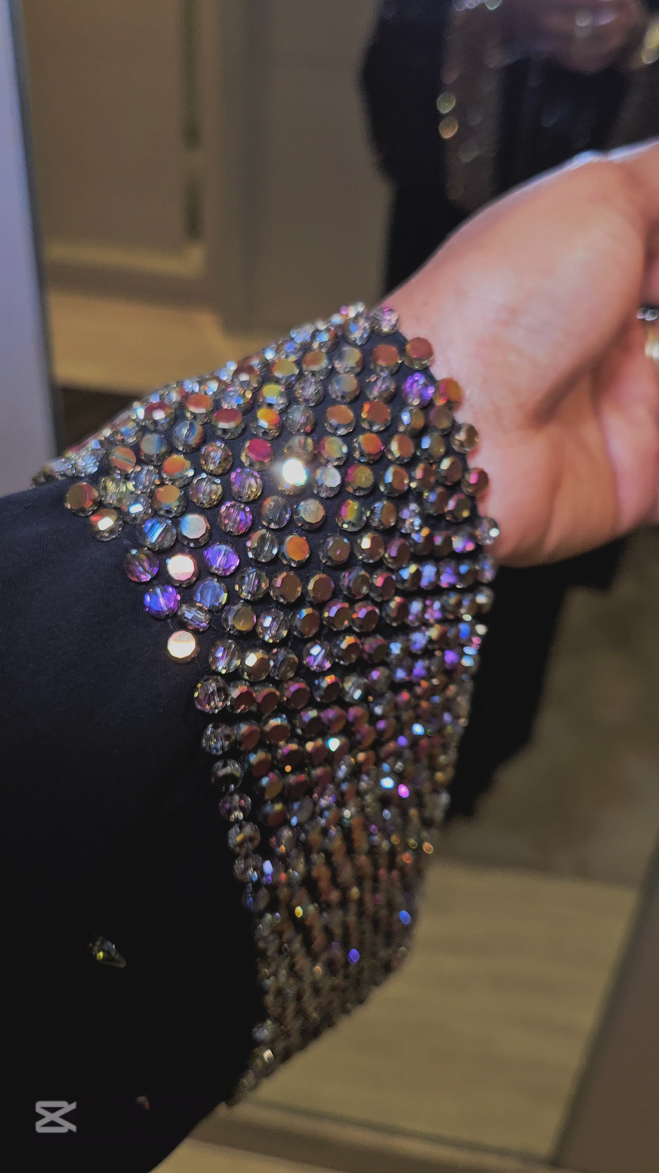 Shams Luxury Abaya Set — Korean crepe with rainbow crystal beading, walimah and occasion abaya Dubai