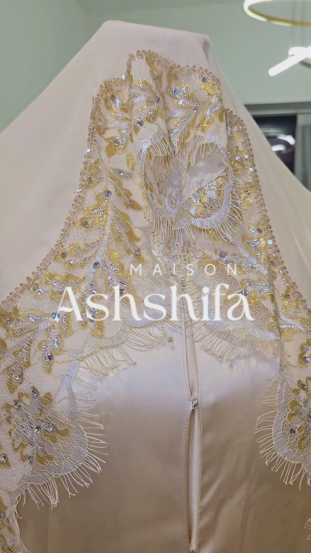 Thana Abaya - 100% Pure Silk Abaya + authentic certified Swarovski crystal gemstones.