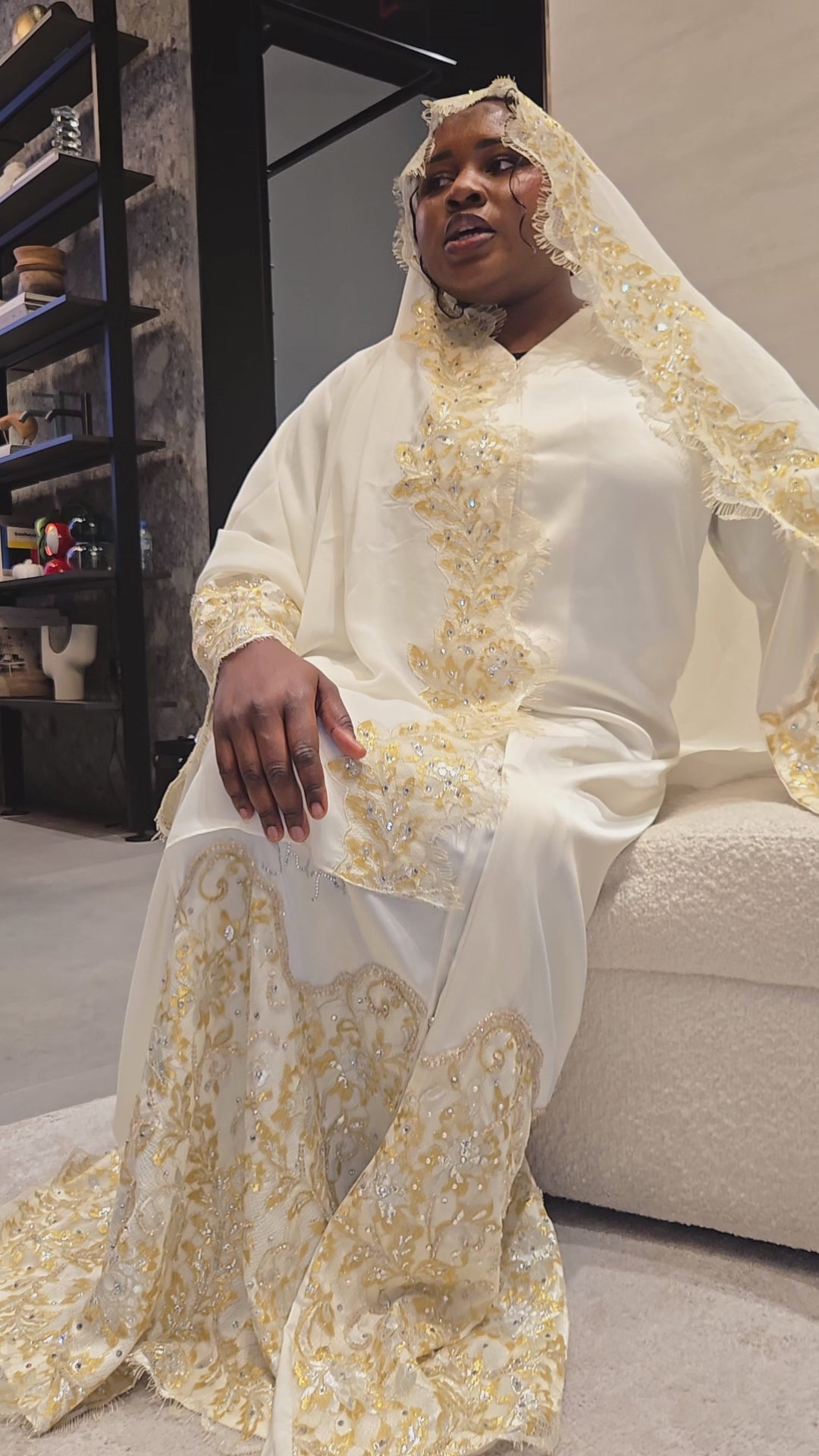 Thana Abaya - 100% Pure Silk Abaya + authentic certified Swarovski crystal gemstones.