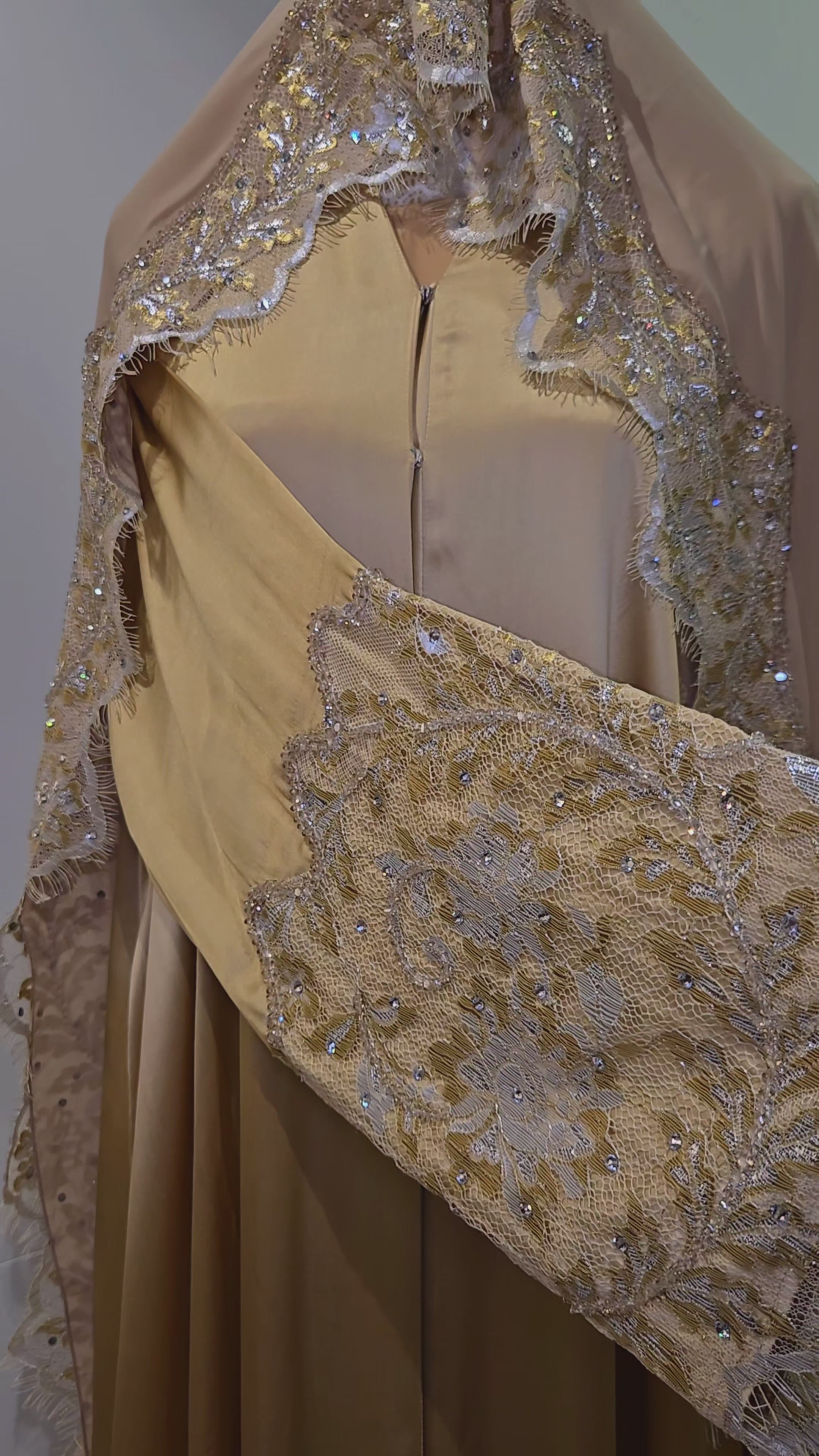 Thana Abaya - 100% Pure Silk Abaya + authentic certified Swarovski crystal gemstones.