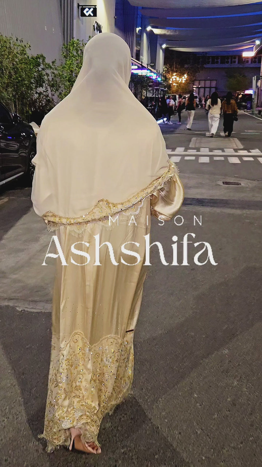 Thana Abaya - 100% Pure Silk Abaya + authentic certified Swarovski crystal gemstones.