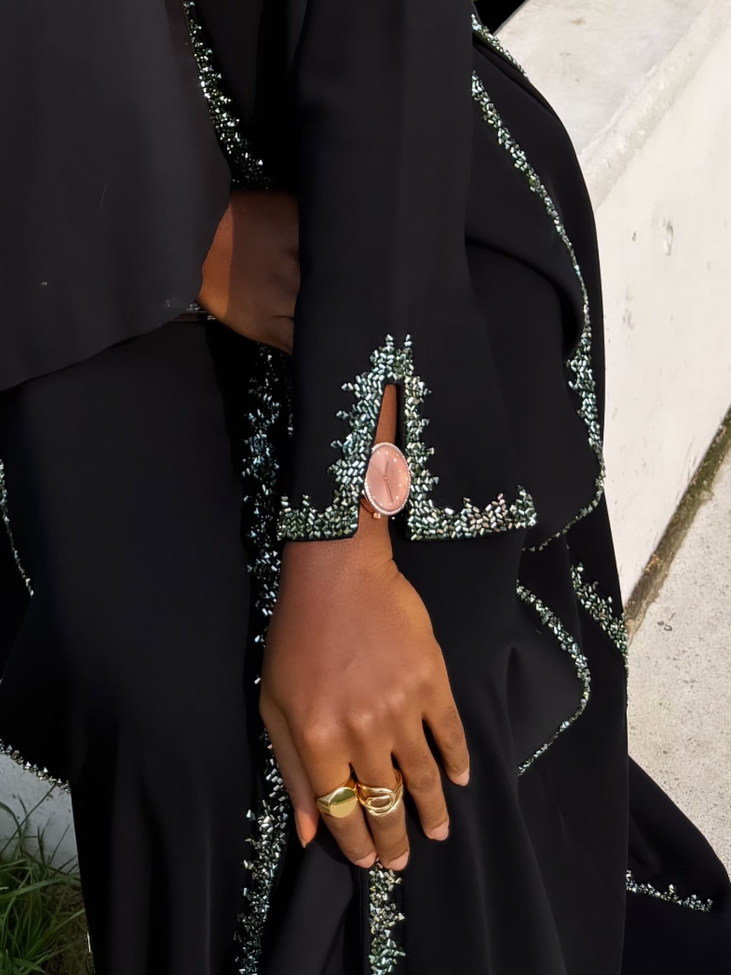 Qamar in Sage Green Luxury ABaya Set - MAISONASHSHIFA