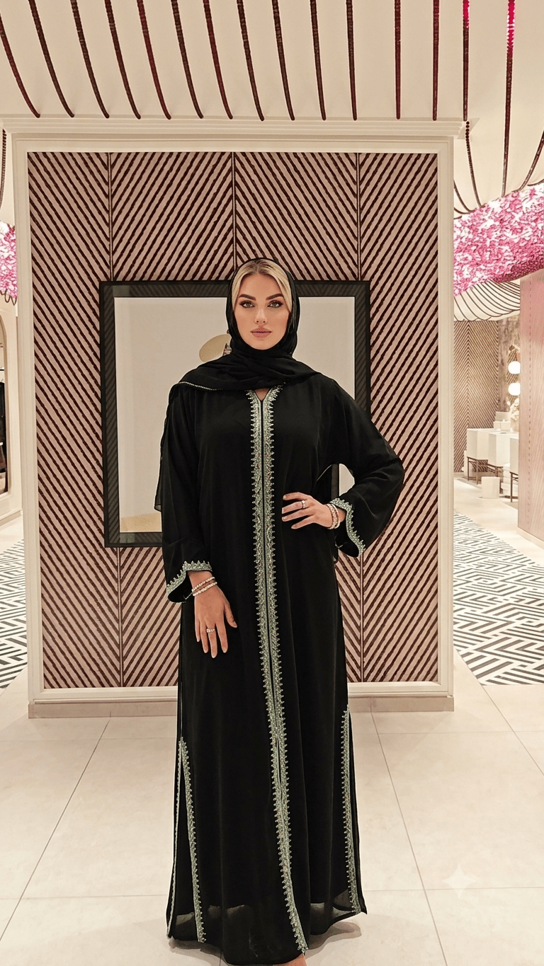 Qamar Sage Green Luxury Abaya Set - Maison Ashshifa