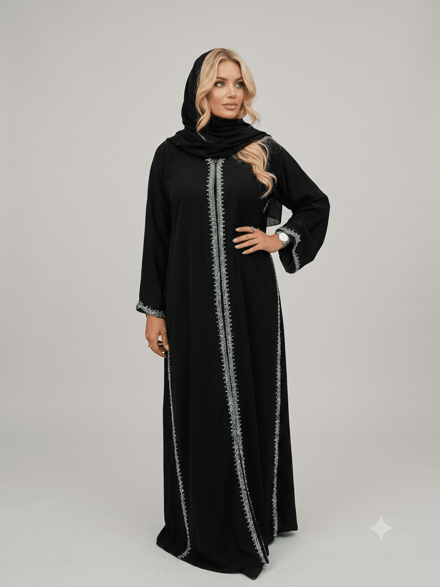 Qamar Sage Green Luxury Abaya Set - Maison Ashshifa