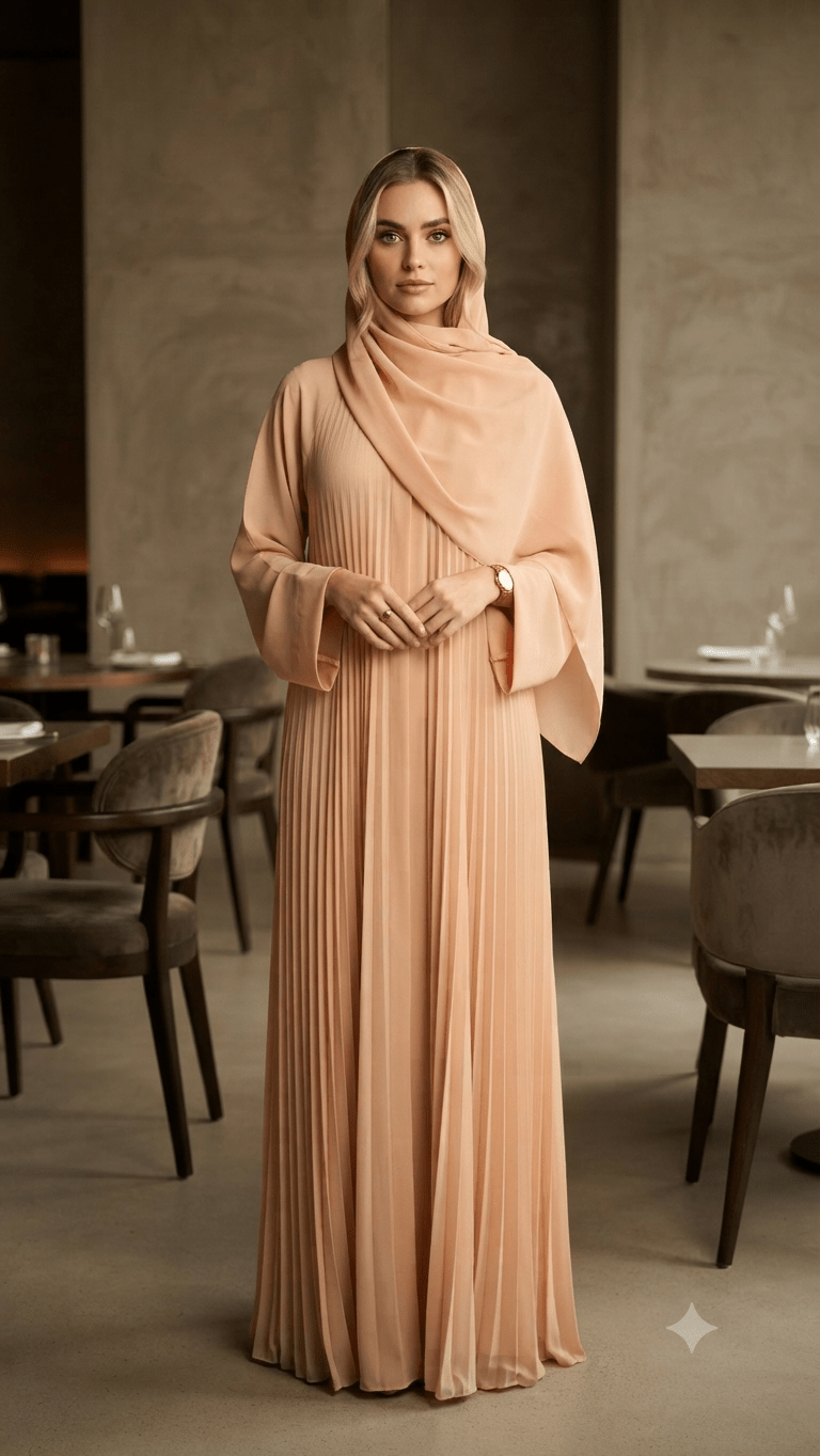 Rahma Pleated Luxury Abaya Set - Maison Ashshifa