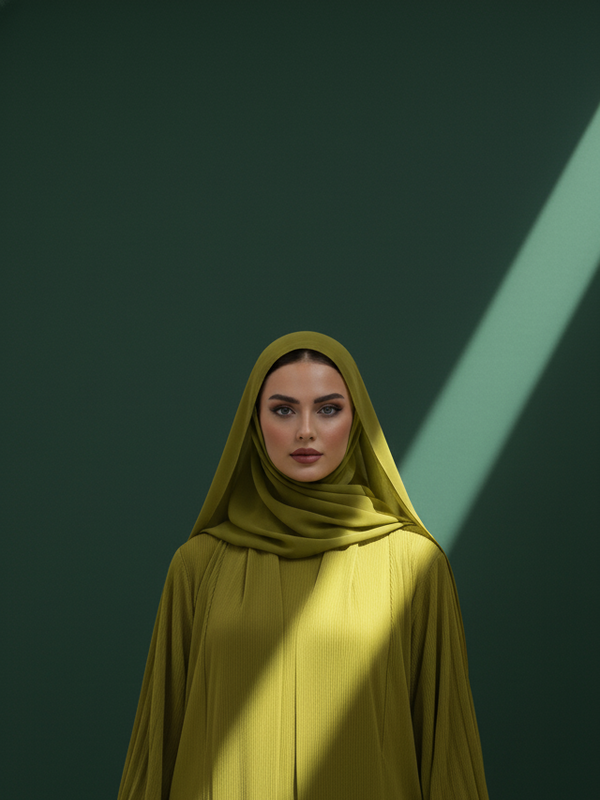 Green Plissé Balloon Sleeve Abaya