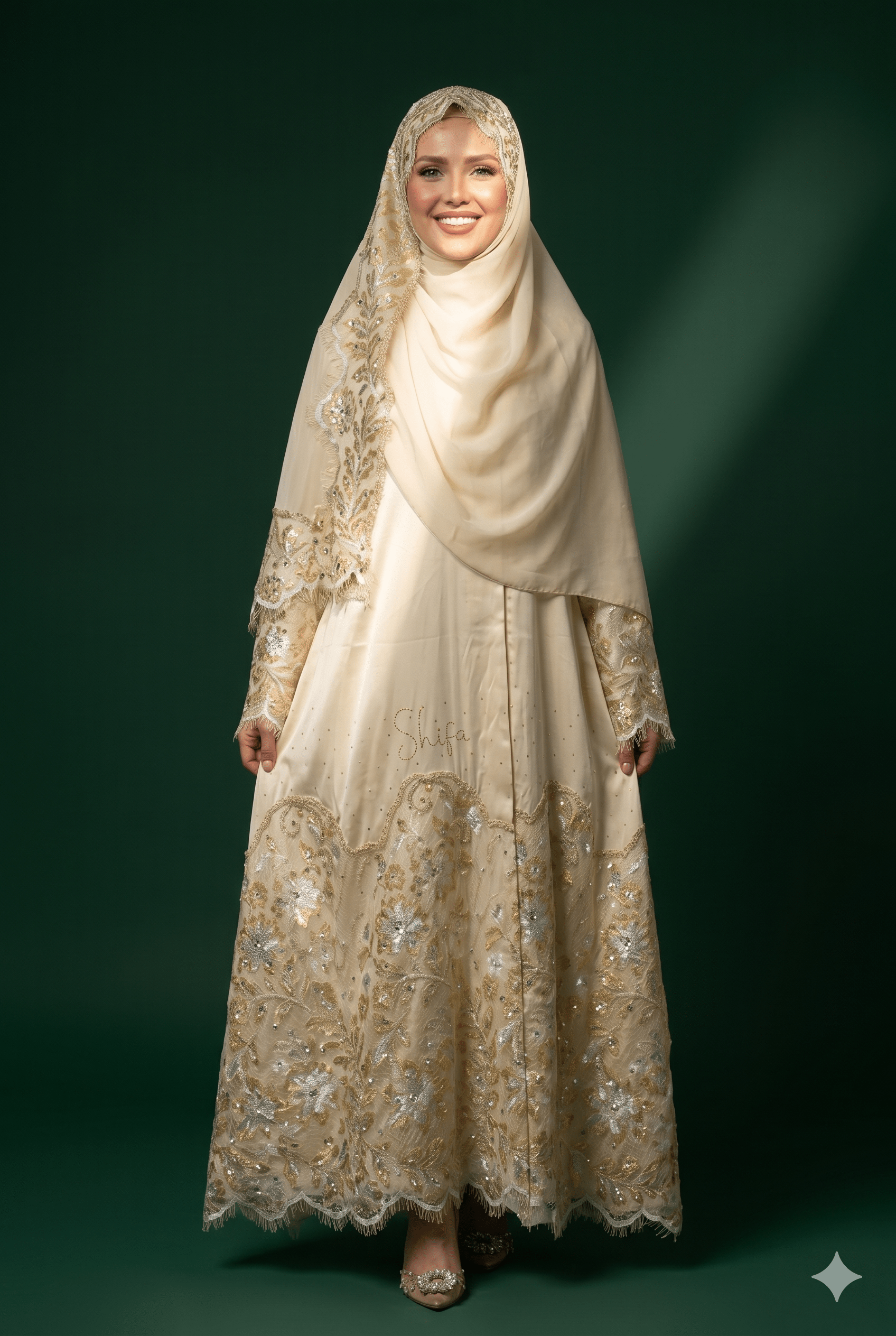 Thana Abaya - 100% Pure Silk Abaya + authentic certified Swarovski crystal gemstones. - MAISONASHSHIFA