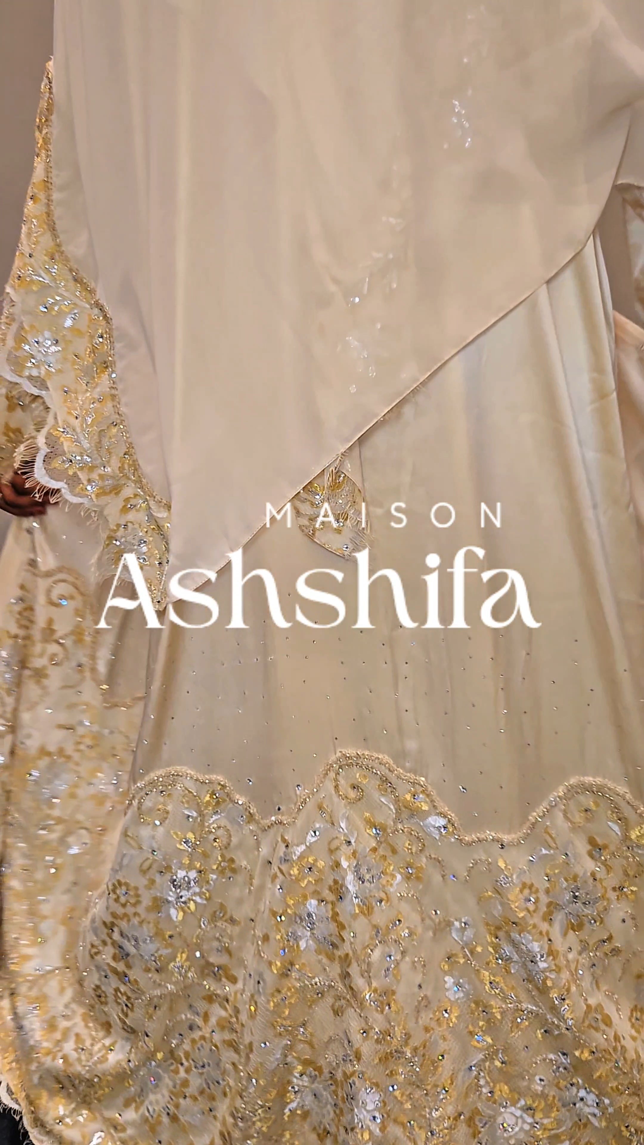 Thana Abaya - 100% Pure Silk Abaya + authentic certified Swarovski crystal gemstones. - MAISONASHSHIFA