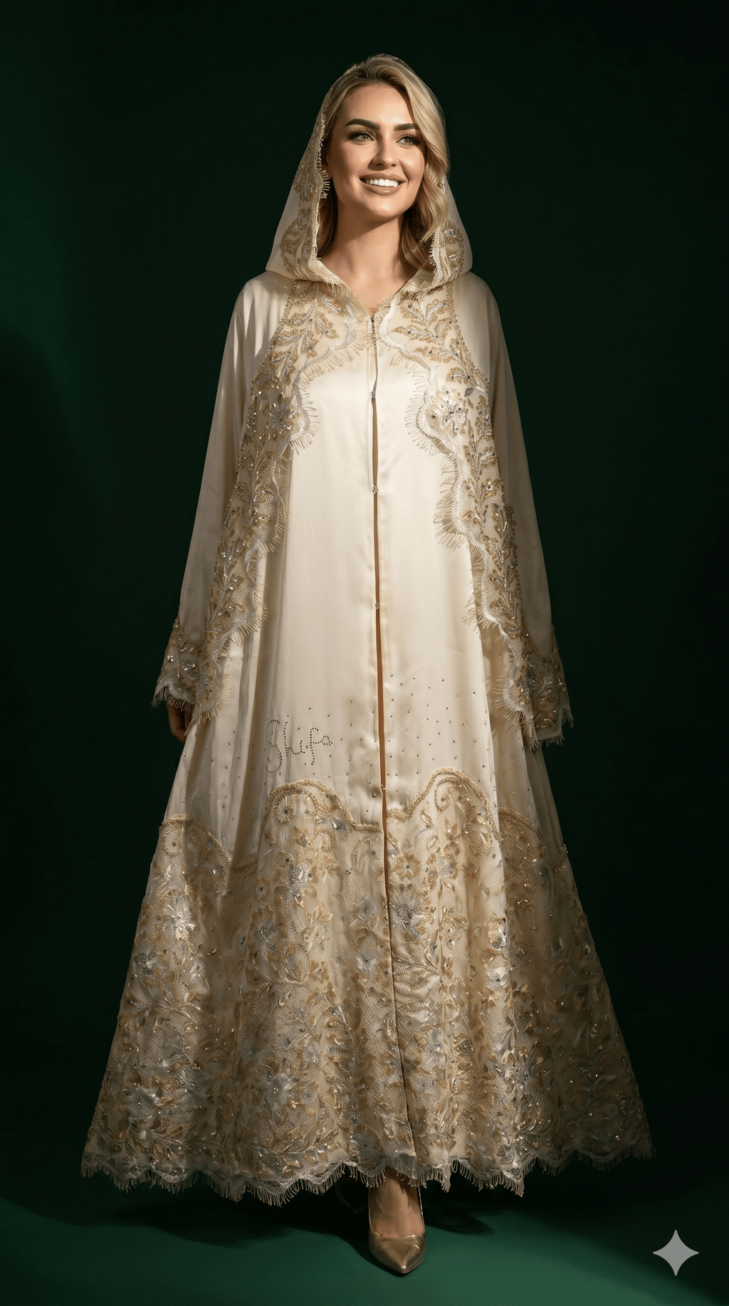 Thana Abaya - 100% Pure Silk Abaya + authentic certified Swarovski crystal gemstones. - MAISONASHSHIFA